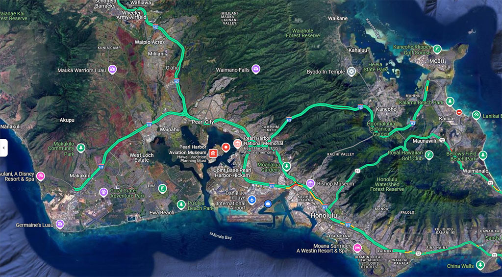 Directions to Pearl Harbor Memorial from all areas of the island of Oahu